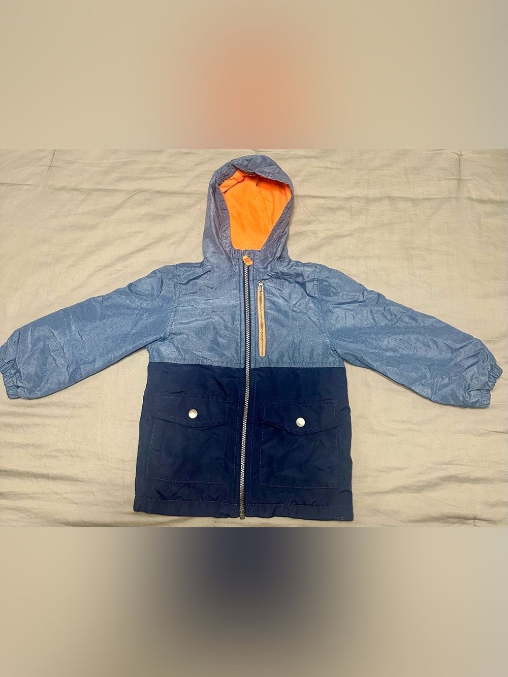 Kid’s Carter’s 4T, Polyester Hooded Jacket - Two Tone Blue, Zip Up Front